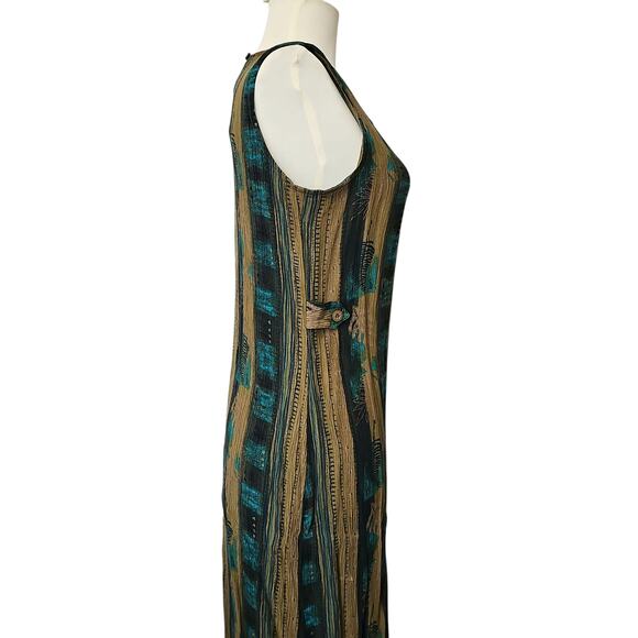 VTG 90s Midi Dress Womens Small Rayon Hippie Indie Goblincore Earthy Festival - Picture 5 of 12